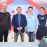 Von Links: Jurymitglied Paolo Tumminell, Moderator Oliver Geissen, Promi-Pate Lutz van der Horst und Jurymitglied Juliane Aufdembrinke [Foto: MG RTL D / Frank Hempel]