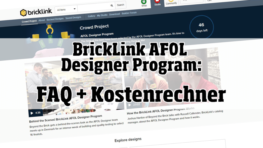 BrickLink AFOL Designer Programm FAQ + Kostenrechner