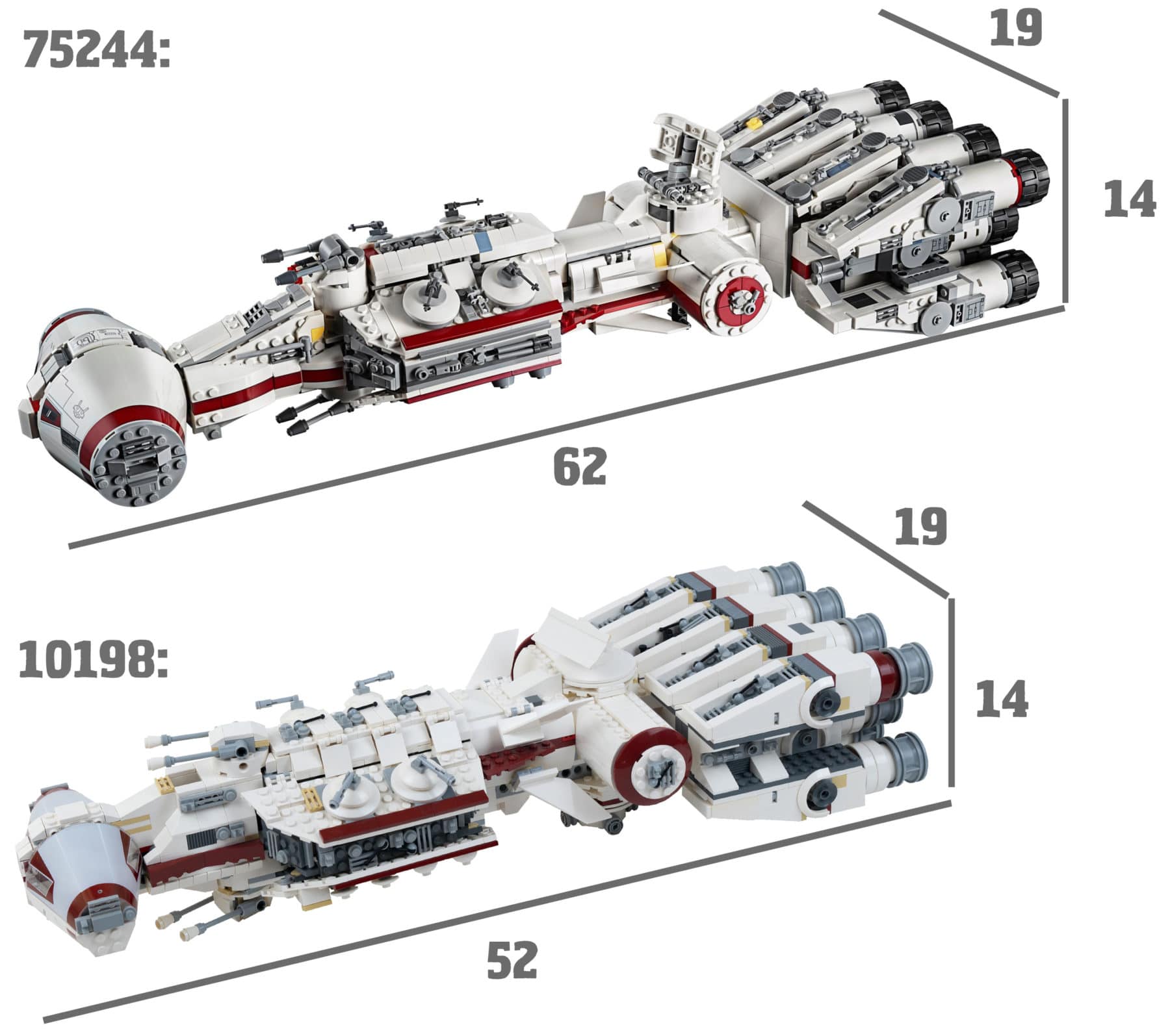 LEGO 75244 vs. 10198 Tantive IV Vergleich