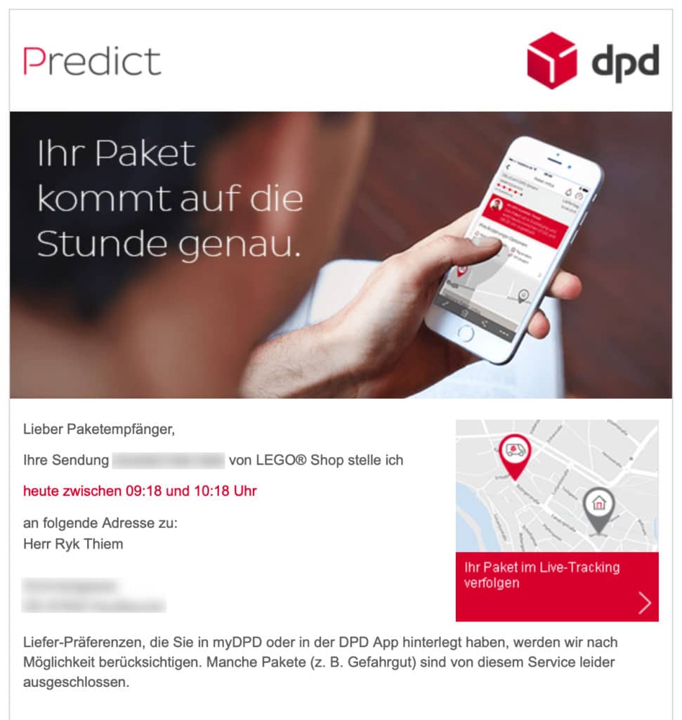 DPD Sendungsankündigung