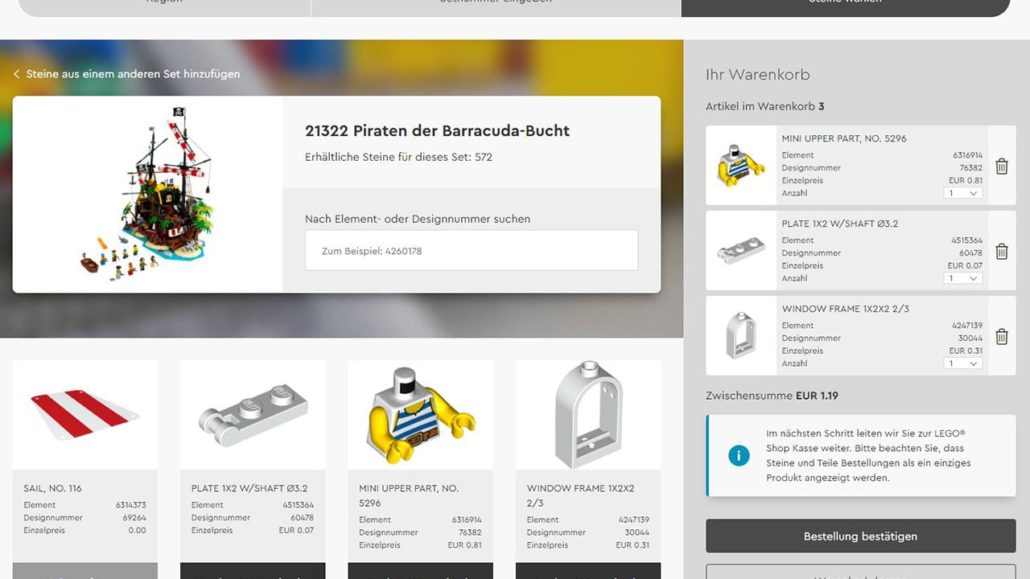 LEGO Steine und Teile Service im neuen Design