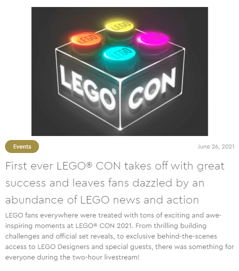 LEGO Con Pressemitteilung