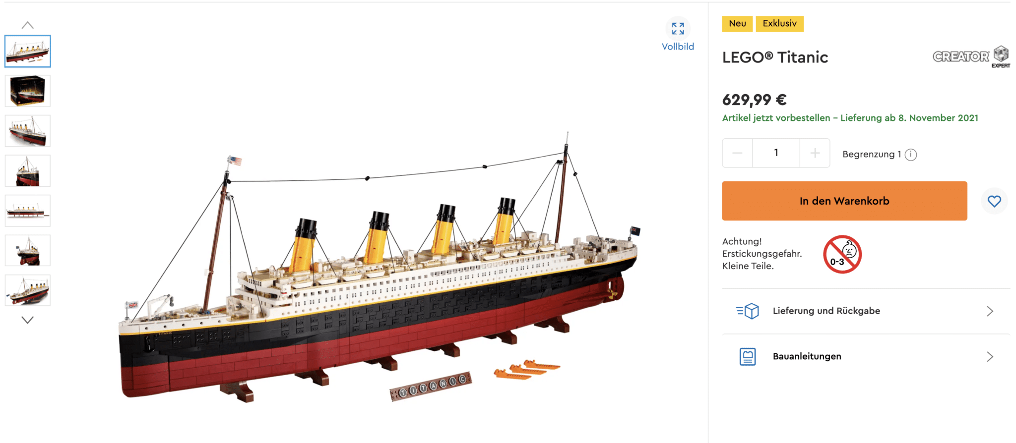 LEGO Titanic 10294 Vorbestellung Gestartet