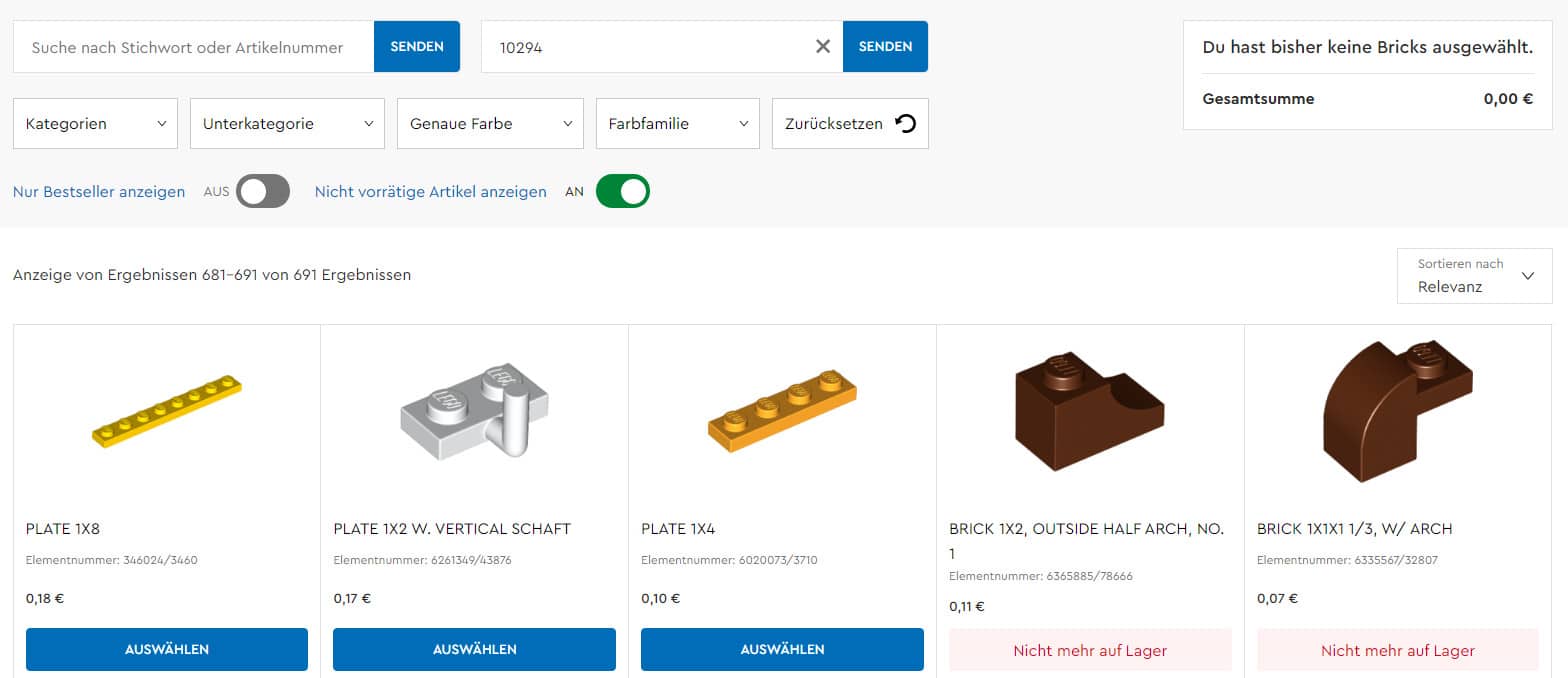 LEGO Pick A Brick Nicht Mehr Auf Lager