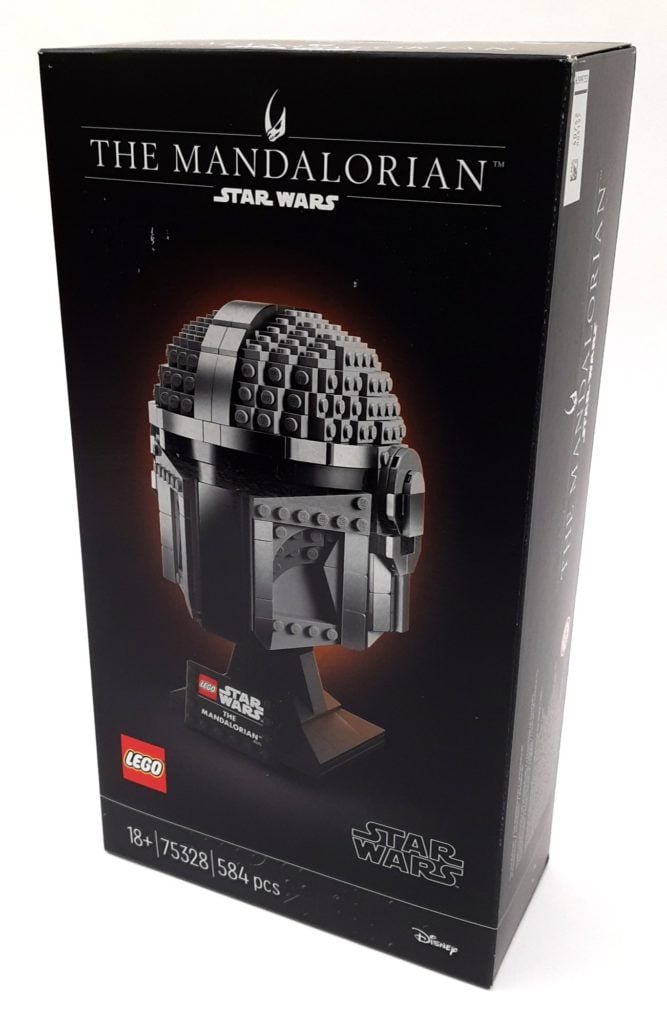 Review LEGO 75328 Mandalorianer Helm Box Vorne