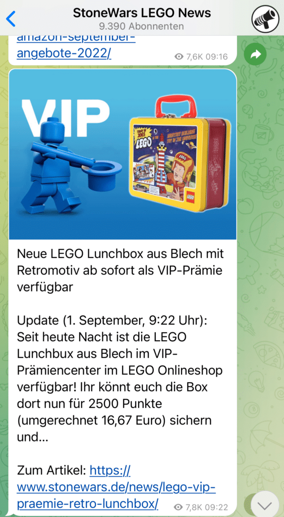 Stonewars Telegram LEGO Newsletter 1