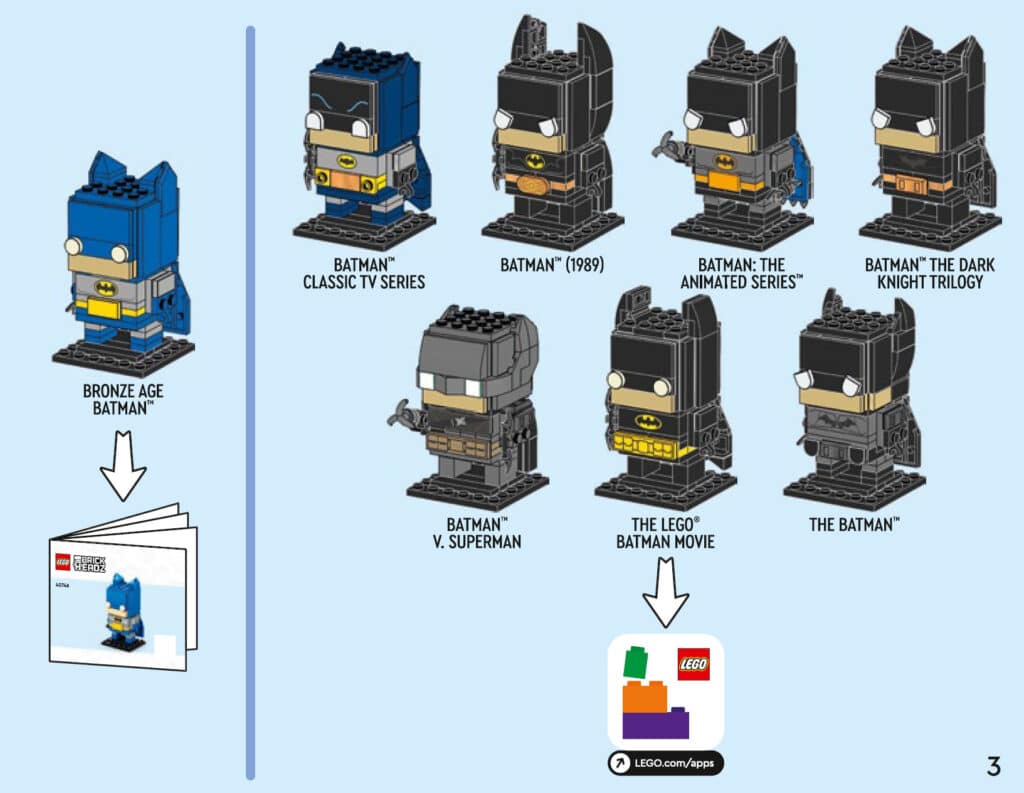 LEGO 40748 Brickheadz Batman 8 In 1 Anleitung Teileliste 01
