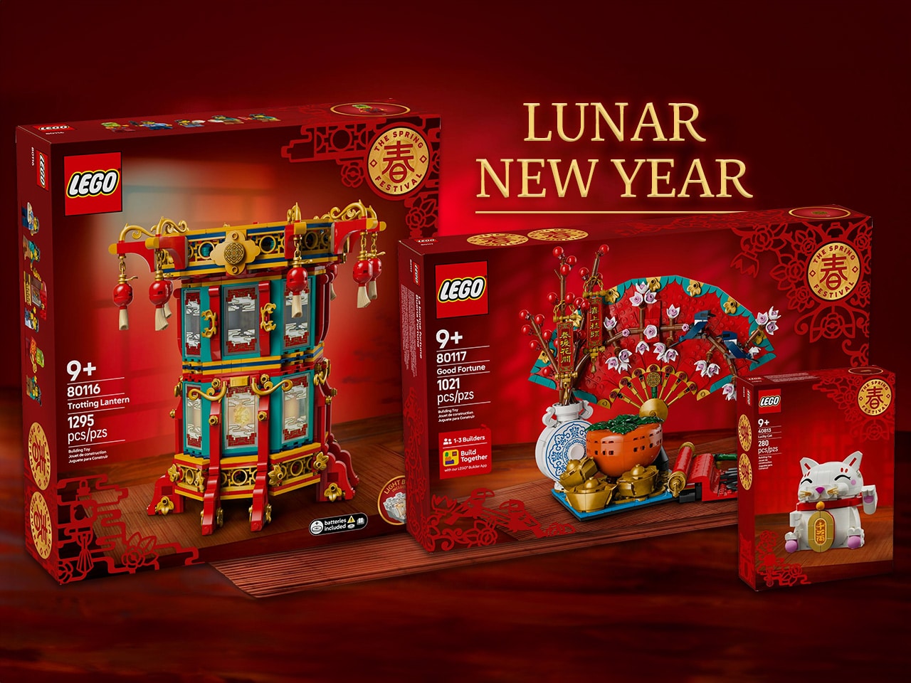 LEGO Lunar New Year 2025 Laterne, Glücksbringer & Glückskatze