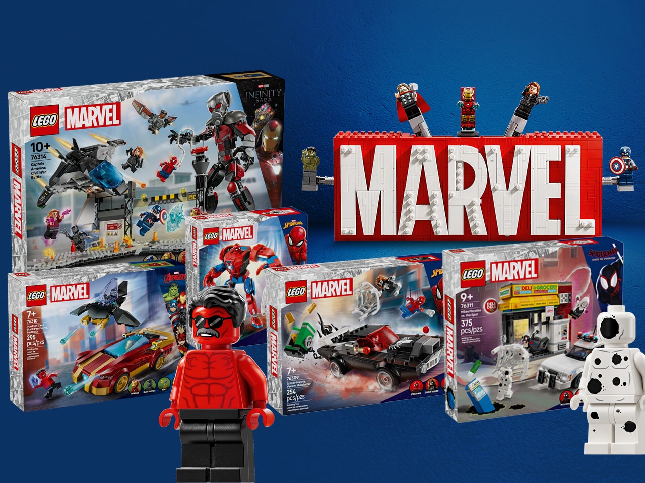 LEGO Marvel Neuheiten Januar 2025 Marvel Logo und Minifiguren