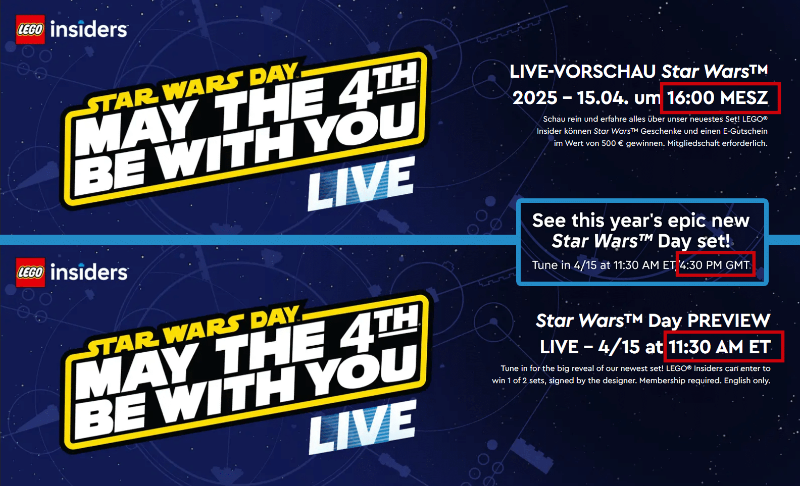 LEGO Star Wars Day Livestream Wann Denn Nu