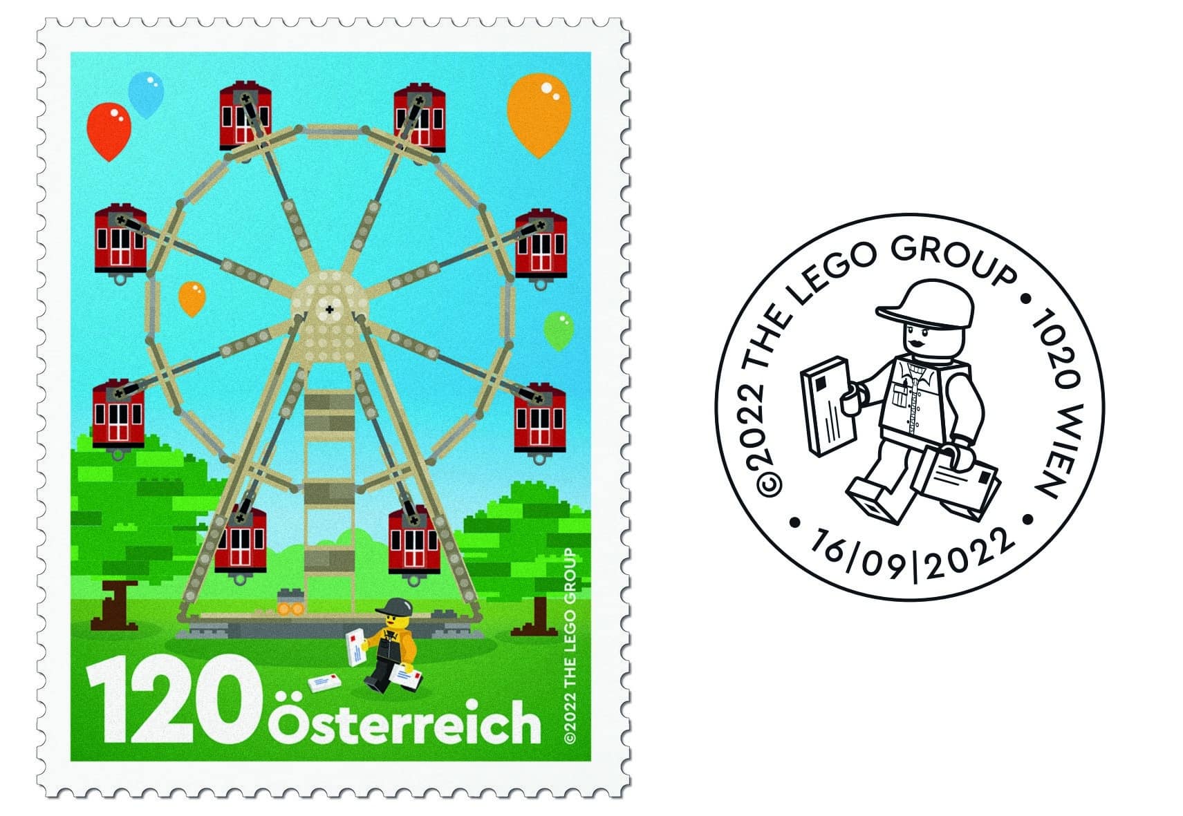 LEGO Riesenrad Wien Prater Briefmarke Stempel